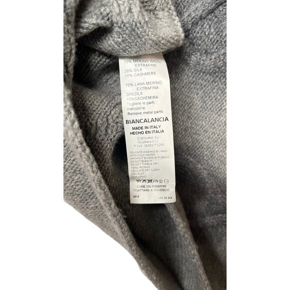 Biancalancia Gray Cable Knit Sweater Vest Sz 42 Merino Wool, Silk & Cashmere - Picture 4 of 7